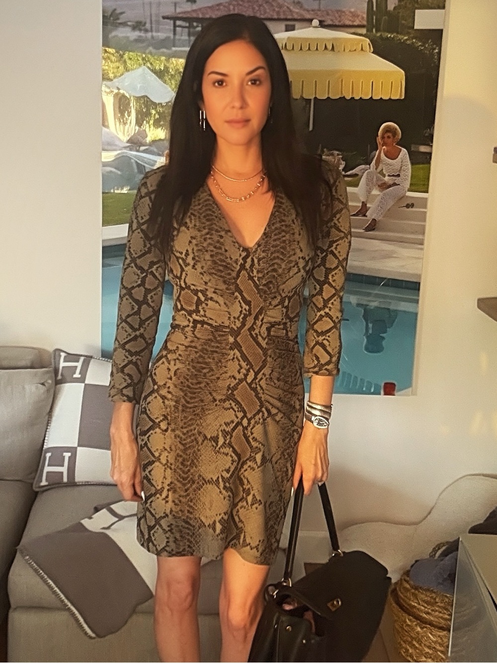 Roberto Cavalli Snake Print Ruched Bodycon Dress IT 40 US 4/6